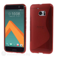 Силиконов калъф за HTC 10 със S-образен дизайн  - червен