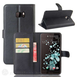 Кожен калъф тип портмоне за HTC U Ultra - черен