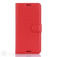 Кожен калъф тип портмоне с кръгло капаче за HTC Desire 530/630 - червен