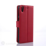Кожен калъф тип портмоне с кръгло капаче за HTC Desire 650 - червен - 1 Кожен калъф тип портмоне с кръгло капаче за HTC Desire 650 - червен - 1