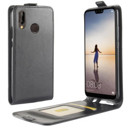 Кожен калъф flip за Huawei Ascend P20 Lite - черен