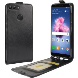 Кожен калъф flip за Huawei P Smart - черен