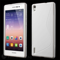 Силиконов калъф за Huawei Ascend P7 със S-образен дизайн - бял