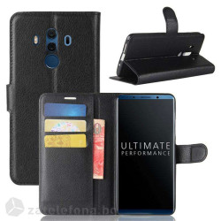 Кожен калъф тип портмоне за Huawei Mate 10 Pro - черен