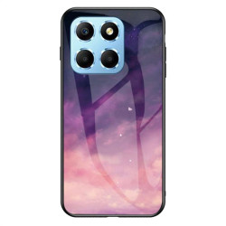Силиконов кейс със стъклен гръб за Honor X8 5G - лилави облаци