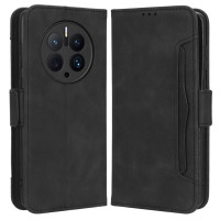Кожен калъф тип портмоне с магнитна закопчалка за Huawei Mate 50 Pro - черен