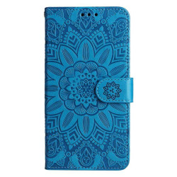 Кожен калъф тип портмоне с мандала за Huawei Nova 10 - светло син