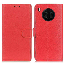 Кожен калъф тип портмоне за Huawei Nova 8i - червен