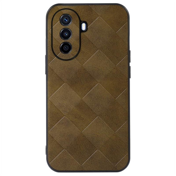 Пластмасов гръб с покритие от кожа за Huawei nova Y70 - бежов