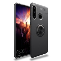 Силиконов гръб с кръгла стойка за Huawei P40 Lite E - черен