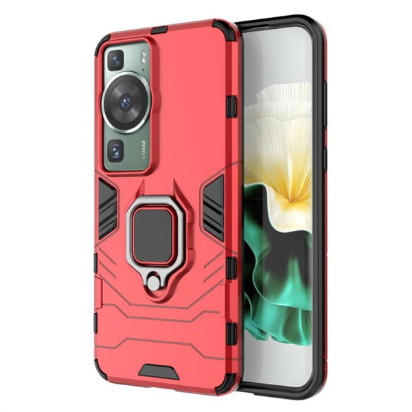 Хибриден гръб със стойка за Huawei P60 Pro - червен Хибриден гръб със стойка за Huawei P60 Pro - червен