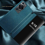 Кожен калъф тип портмоне с прозорче за Huawei P60 Pro - син - 0 Кожен калъф тип портмоне с прозорче за Huawei P60 Pro - син - 0