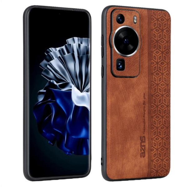 Силиконов гръб с покритие от кожа марка AZNS за Huawei P60 Pro - кафяв