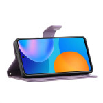 Кожен калъф тип портмоне с цветя и пеперуди за Huawei P Smart 2021 - лилав - 0 Кожен калъф тип портмоне с цветя и пеперуди за Huawei P Smart 2021 - лилав - 0