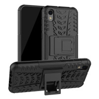 Двупластов гръб със стойка за Huawei Y5 2019 - черен