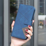 Кожен калъф тип портмоне марка BINFEN COLOR за HONOR 400 5G - син със сив триъгълник - 2 Кожен калъф тип портмоне марка BINFEN COLOR за HONOR 400 5G - син със сив триъгълник - 2