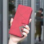 Кожен калъф тип портмоне марка BINFEN COLOR за HONOR 400 5G - червен със сив триъгълник - 0 Кожен калъф тип портмоне марка BINFEN COLOR за HONOR 400 5G - червен със сив триъгълник - 0