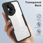 Цялостен гръб от силикон и пластмаса за Honor 400 Pro 5G - прозрачен с черна рамка - 1
