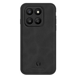 Силиконов гръб с покритие от кожа марка ANNYOJO за Honor 400 Smart - черен