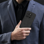 Силиконов гръб с покритие от кожа марка ANNYOJO за Honor 400 Smart - черен - 1