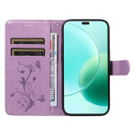 Кожен калъф тип портмоне с цветя и пеперуди за Honor 400 Lite 5G - лилав - 1 Кожен калъф тип портмоне с цветя и пеперуди за Honor 400 Lite 5G - лилав - 1