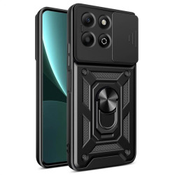 Хибриден гръб със стойка и слайдър за камера за Honor X6b - черен