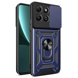 Хибриден гръб със стойка и слайдър за камера за Honor X6b - тъмно син