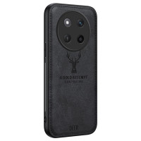 Силиконов гръб с покритие от кожа марка DEER за Honor Magic7 Lite 5G - черен