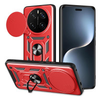 Хибриден гръб със стойка и слайдър за камера за Honor Magic7 Pro - червен