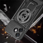 Хибриден гръб с кръгла метална стойка за Honor X5c Plus - черен - 2