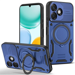 Хибриден гръб с кръгла метална стойка за Honor X5c Plus - тъмно син