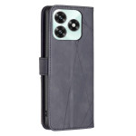 Кожен калъф тип портмоне марка BINFEN COLOR за Honor X5c Plus - черен със сив триъгълник - 2