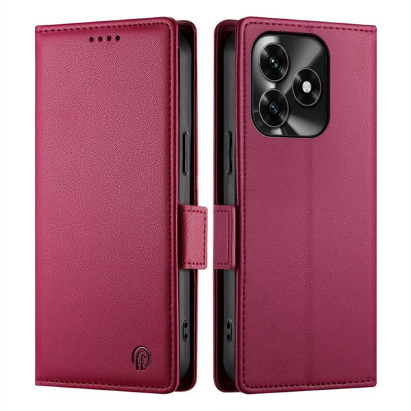 Кожен калъф тип портмоне с магнитна закопчалка за Honor X5c Plus - ярко розов Кожен калъф тип портмоне с магнитна закопчалка за Honor X5c Plus - ярко розов