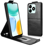 Кожен калъф flip за Honor X5c Plus - черен - 0 Кожен калъф flip за Honor X5c Plus - черен - 0