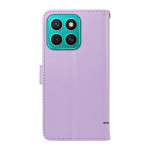 Кожен калъф тип портмоне с котка за Honor X8c - лилав - 3 Кожен калъф тип портмоне с котка за Honor X8c - лилав - 3