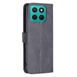 Кожен калъф тип портмоне марка BINFEN COLOR за Honor X8c - черен със сив триъгълник - 2