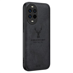 Силиконов гръб с покритие от кожа марка DEER за Huawei Nova 13 Pro - черен