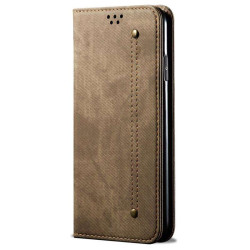 Калъф страничен флип от кожа и текстил за Huawei Pura 70 Ultra - бежов