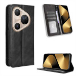Тънък кожен калъф тип портмоне с магнитна закопчалка за Huawei Pura 80 Ultra - черен - 0 Тънък кожен калъф тип портмоне с магнитна закопчалка за Huawei Pura 80 Ultra - черен - 0