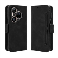 Кожен калъф тип портмоне с магнитна закопчалка за Huawei Pura 90s Pro Max - черен