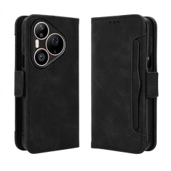 Кожен калъф тип портмоне с магнитна закопчалка за Huawei Pura 90s Pro Max - черен