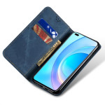 Калъф страничен флип от кожа и текстил за Honor 90 - тъмно син - 2 Калъф страничен флип от кожа и текстил за Honor 90 - тъмно син - 2