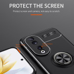 Силиконов гръб със стойка тип пръстен за Honor 90 - черен - 0