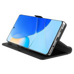Калъф тип портмоне с магнитна закопчалка и огледалце за Honor 90 - черен - 3
