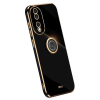 Силиконов гръб със стойка тип пръстен марка XINLI за Honor 90 - черен