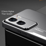 Алуминиев гръб за Honor 90 Lite 5G - черен със сива рамка - 0