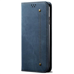 Калъф страничен флип от кожа и текстил за Honor Magic5 Lite 5G - тъмно син