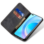 Калъф страничен флип от кожа и текстил за Honor Magic6 Lite 5G - черен - 2