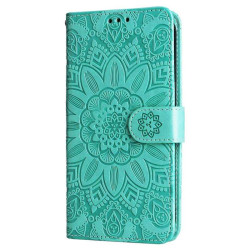 Кожен калъф тип портмоне с мандала за Honor Magic6 Lite 5G - зелен