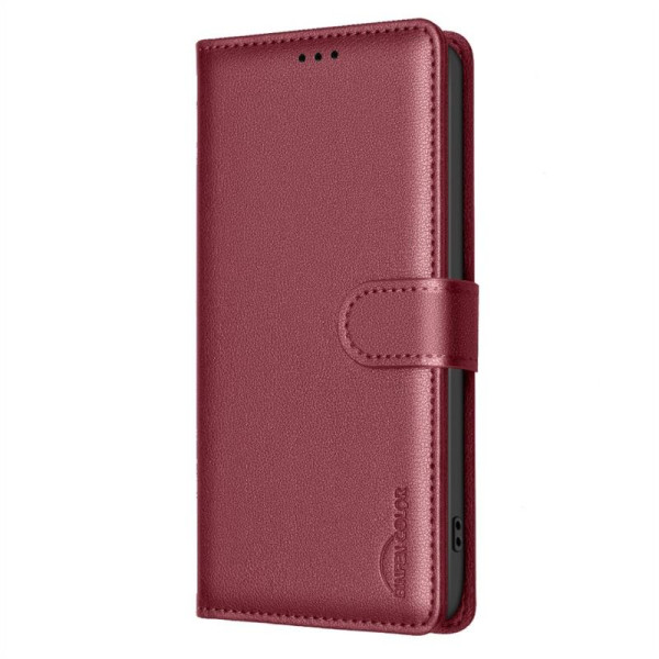 Кожен калъф тип портмоне марка BINFEN COLOR за Honor Magic6 Lite 5G - винено червен Кожен калъф тип портмоне марка BINFEN COLOR за Honor Magic6 Lite 5G - винено червен